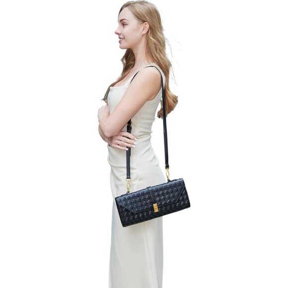 🆕Women White Woven Evening Handbag Crossbody Purse Wallet with Orange Gift Bag - Picture 3 of 6